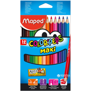 Олівці кольорові Maped Color Peps Maxi 12 кольорів (MP.834010) краща модель в Чернівцях