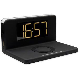 Беспроводное зарядное устройство Qitech Alarm Clock Wireless Charger 3в1 часы будильник с подсветкой Black (QT-Clock1bk) в Черновцах