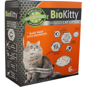 Наполнитель для кошачьего туалета BioKitty Super Premium White Activated Carbon Бентонитовый комкующий 5.1 кг (6 л) (8680659333265) лучшая модель в Черновцах