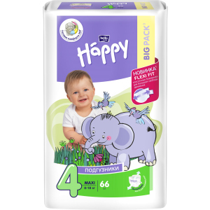 Подгузники детские Bella Baby Happy Green Tea 3D Maxi 8-18 кг 66 шт (5900516602888) в Черновцах