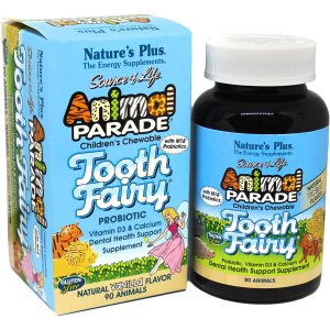 Вітаміни Natures Plus Animal Parade Tooth Fairy пробіотик для здоров'я зубів Ваніль 90 жувальних таблеток (97467299481) в Чернівцях