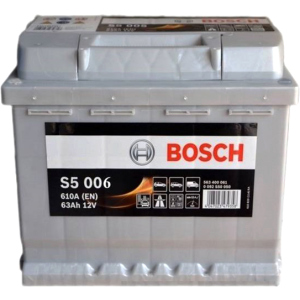 Автомобільний акумулятор Bosch 63Аh (+/-) S5006 (610EN) (0 092 S50 060) краща модель в Чернівцях