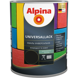 Емаль Alpina Universallack Шовковисто-матова 2.5 л Чорна (948103763) краща модель в Чернівцях