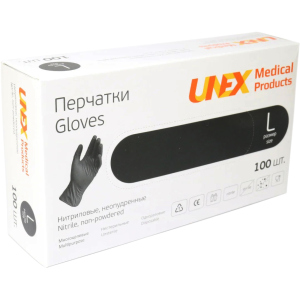 Рукавички нітрилові Unex Medical неопудрені розмір L 100 шт - 50 пар Чорні (4.1002) в Чернівцях