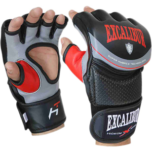 Рукавички MMA Excalibur 687-01 Hybrid S/10 Сіро-чорно-червоні (687-01/S/10) в Чернівцях