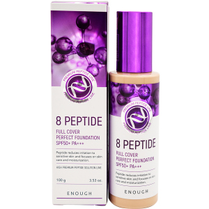 купити Тональний крем для обличчя Enough Пептиди 8 Peptide Full Cover Perfect Foundation SPF50+ PA+++ 21 100 мл (8809605870870)