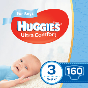 Підгузки Huggies Ultra Comfort 3 Mega для хлопчиків 160 шт (80x2) (5029054218099)