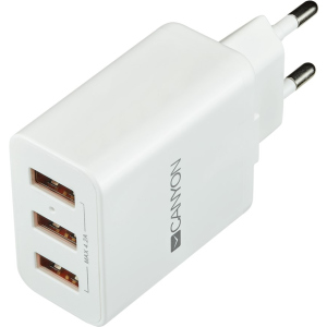 хорошая модель Сетевое зарядное устройство Canyon 3USB 4.2A White (CNE-CHA05W)