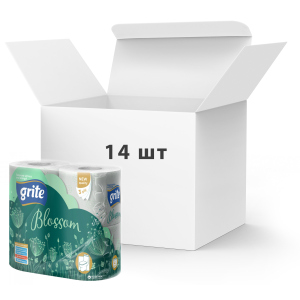 Упаковка туалетного паперу Grite Blossom 150 відривів 3 шари 4 рулони 14 шт (4770023348743) ТОП в Чернівцях