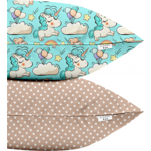 Набор наволочек Cosas Бязь Set Pillow Unicorn Dots 40х60 см 2 шт Mint Beige (4822052025093)