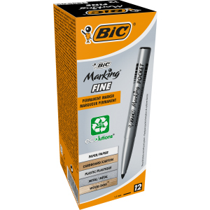 Набір перманентних маркерів BIC Marking Fine ECO 1.1 мм 12 шт Чорних (3086121445095) ТОП в Чернівцях