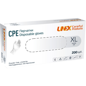 Рукавички одноразові нестерильні, неопудрені CPE Unex Medical Products розмір XL 200 шт. - 100 пар Білі (77-40-2) ТОП в Чернівцях