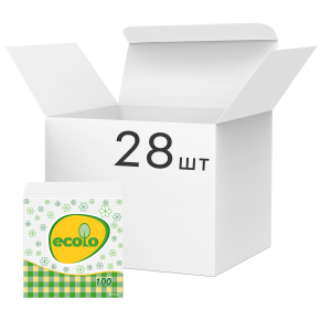 Упаковка салфеток сервировочных Ecolo 1 слой 24х24 см 100 шт Белые 28 пачек (4820202890270) в Черновцах
