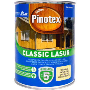 Лазурь Pinotex Classic Lasur - матовая алкидная пропитка для дерева, лазурная, с декоративным эффектом, тик, 1 л (5301554) ТОП в Черновцах