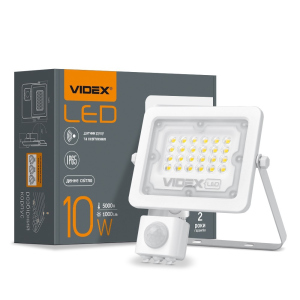 LED прожектор VIDEX F2e 10W 5000K с датчиком движения и освещенности лучшая модель в Черновцах