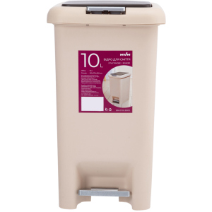 Відро для сміття MVM з кришкою та педаллю BIN-01 10л Бежеве (BIN-01 10L BEIGE) в Чернівцях