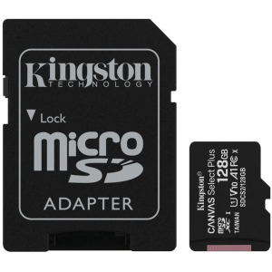 Kingston microSDXC 128GB Canvas Select Plus Class 10 UHS-I U1 V10 A1 + SD-адаптер (SDCS2/128GB) ТОП в Черновцах