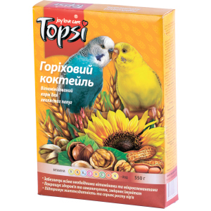 Упаковка корму для дрібних та середніх папуг Topsi Горіховий коктейль 550 г 16 шт (14820122208237) краща модель в Чернівцях