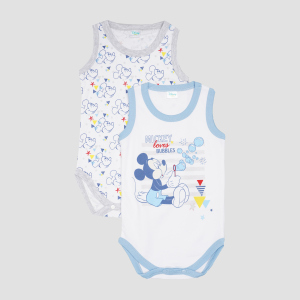 Боді-майка Disney Mickey Mouse MC13888 62-68 см 2 шт Біла з блакитним (8691109721747) краща модель в Чернівцях