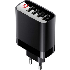 Сетевое зарядное устройство Baseus Mirror Lake Digital Display 4USB Travel Charger 30W (EU) Black (CCJMHB-B01) в Черновцах