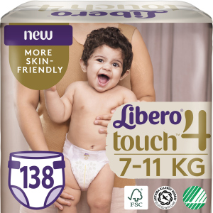 Підгузки Libero Touch 4 7-11 кг одноразові 138 шт (7322541430690) краща модель в Чернівцях