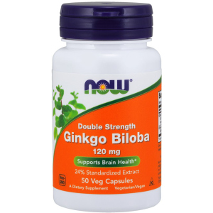 Натуральна добавка Now Foods Гінкго Білоба, Ginkgo Biloba, Double Strength, 120 мг, 50 капсул (733739046826) краща модель в Чернівцях