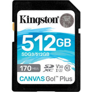 Kingston SDXC 512GB Canvas Go! Plus Class 10 UHS-I U3 V30 (SDG3/512GB) лучшая модель в Черновцах