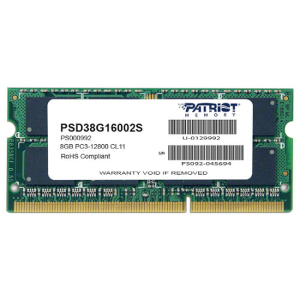 Оперативная память Patriot SODIMM DDR3 1600 MHz 8Gb (PSD38G16002S) ТОП в Черновцах