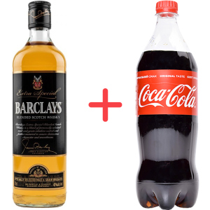 Виски Barclays Blended 0.7 л 40%+ Безалкогольный напиток Coca-Cola 1 л (5010852000900) надежный