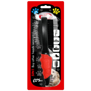 Щетка двухсторонняя Pet Nova для расчёсывания шерсти у собак 22 см (GRO-5IN1-2BRUSH-M) лучшая модель в Черновцах