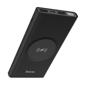 Power Bank HOCO J37 Wisdom с беспроводной зарядкой 10000 mAh Чёрный лучшая модель в Черновцах