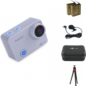 Відеокамера AirOn ProCam 7 Touch Grey з аксесуарами: набір блогера 12в1 (4822356754787) краща модель в Чернівцях