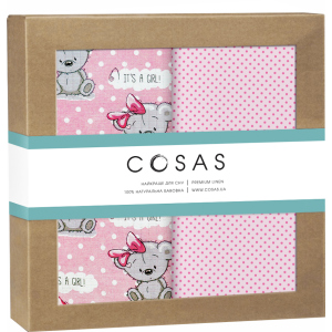 Набор пеленок Cosas Бязь Girl Bear Rose Dots Malina 80 х 100 2 шт (4822052074626) лучшая модель в Черновцах