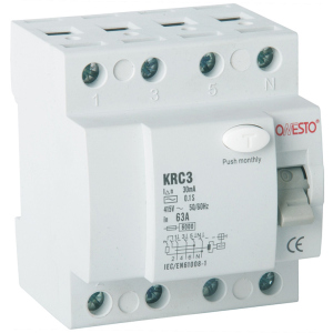 купити Диференціальне реле ONESTO 3п+N 16А RCD 30mA тип AC (KRC3) (6990150205612)