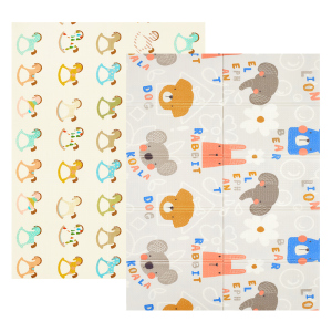 Детский двусторонний развивающий складной термоковрик для ползания POPPET Разноцветные зверята и Игрушечные лошадки 150х200x0.9 см (PP016-150H) ТОП в Черновцах