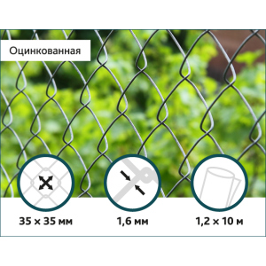 Сітка Рабиця оцинкована Сітка Захід 35х35/1,6мм 1,2м/10м ТОП в Чернівцях