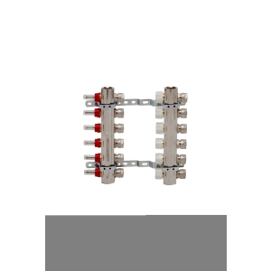 хороша модель Колекторна група з відсікачами та термо клапанами М30х1,5 6 вих. для радіаторів