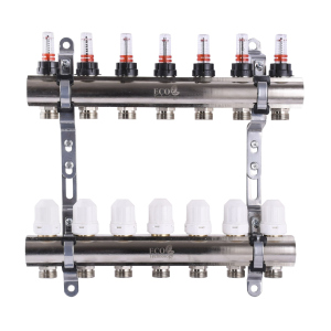 Колектор з витратомірами, регуляторами та кріпленням ECO 001D 1"x7 рейтинг