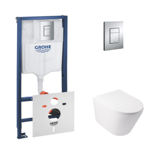 Набор инсталляция 4 в 1 Grohe Rapid SL 38772001 + Унитаз с сиденьем Qtap Swan QT16335178W