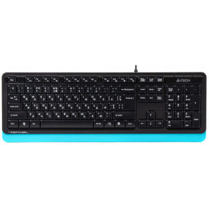 Клавіатура A4tech Fstyler FK10, Sleek MMedia Comfort, USB, Black+Blue, (US+Ukrainian+Russian) краща модель в Чернівцях