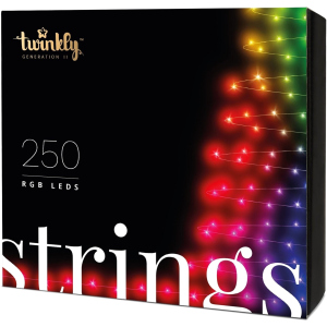 Світлодіодна Smart LED гірлянда Twinkly Strings RGB 250, BT+WiFi, Gen II, кабель IP44 чорний (TWS250STP-BEU) краща модель в Чернівцях