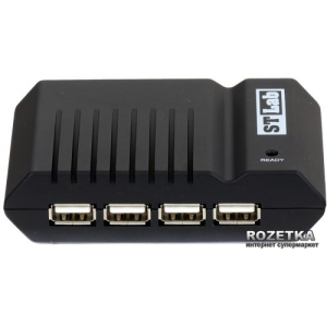 USB USB 2.0 4-х портовий Хаб з блоком живлення STLab (U-181 Black) в Черновцах