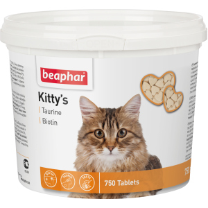 Кормова добавка Beaphar Kittys + Taurine + Biotine з біотином та таурином для кішок 750 таб (12597) (8711231125975) краща модель в Чернівцях