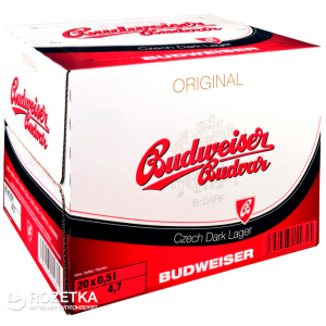 Упаковка пива Budweiser Budvar B Dark темное фильтрованное 4.7% 0.5 л x 20 шт (8594403150827) лучшая модель в Черновцах