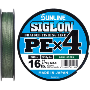 Шнур Sunline Siglon PE х4 300 м #1.0/0.171 мм 7.7 кг Темно-зеленый (16580946) в Черновцах