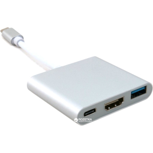 Адаптер Extradigital USB Type-C to HDMI/USB 3.0/Type-C 0.15 м White (KBH1691)