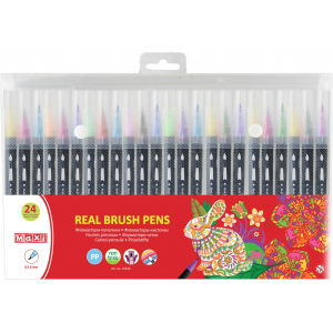 Фломастери-пензлики Maxi Real Brush 24 кольори (MX15230) краща модель в Чернівцях