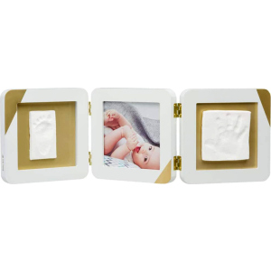 Набір для створення відбитка ручки та ніжки малюка Baby Art Потрійна рамка Золотий Кант (3601098600) ТОП в Чернівцях