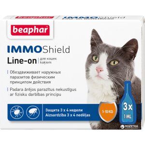 Краплі Beaphar Immo Shield Line-on for Cats антипаразитні з диметиконом для котів та кошенят 3 піпетки (13581) (8711231135813) краща модель в Чернівцях