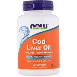 Натуральная добавка Now Foods Cod Liver Oil 1000 мг 90 софт гель (733739017437) ТОП в Черновцах